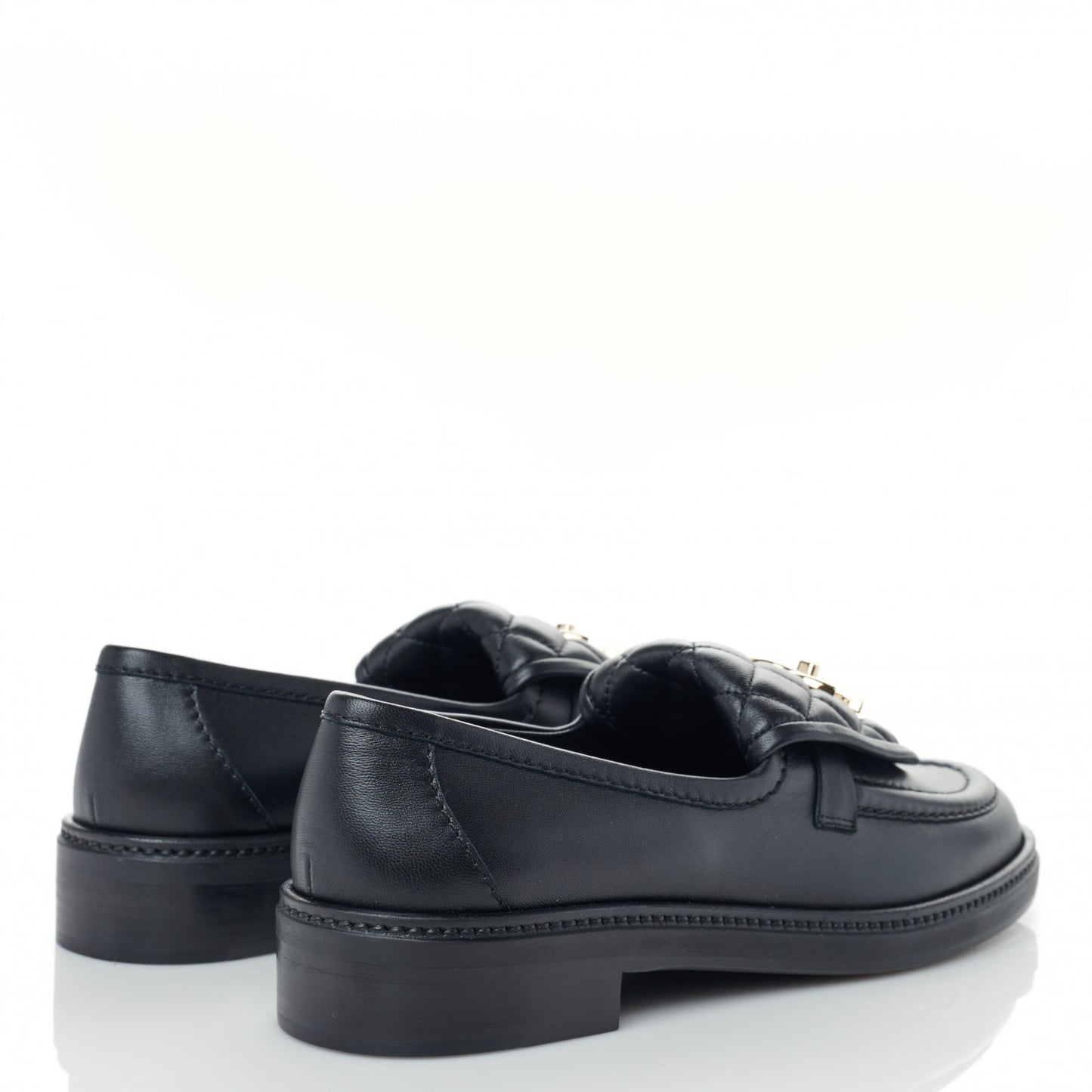 Lambskin Quilted CC Turnlock Loafers 38.5 Black