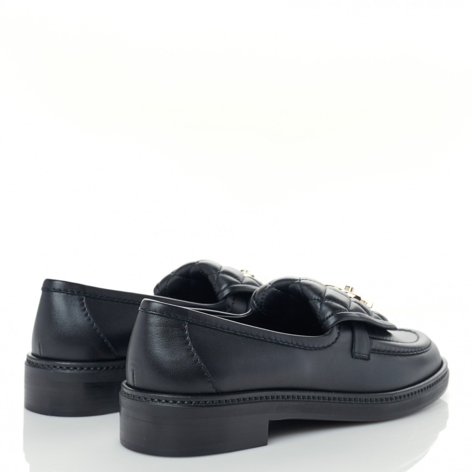 Chanel Lambskin Quilted CC Turnlock Loafers 38.5 Black 4 of 7