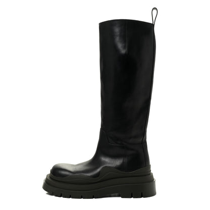 Bottega Veneta Calfskin The Tire High Boots 41 Black Camping 1 of 19