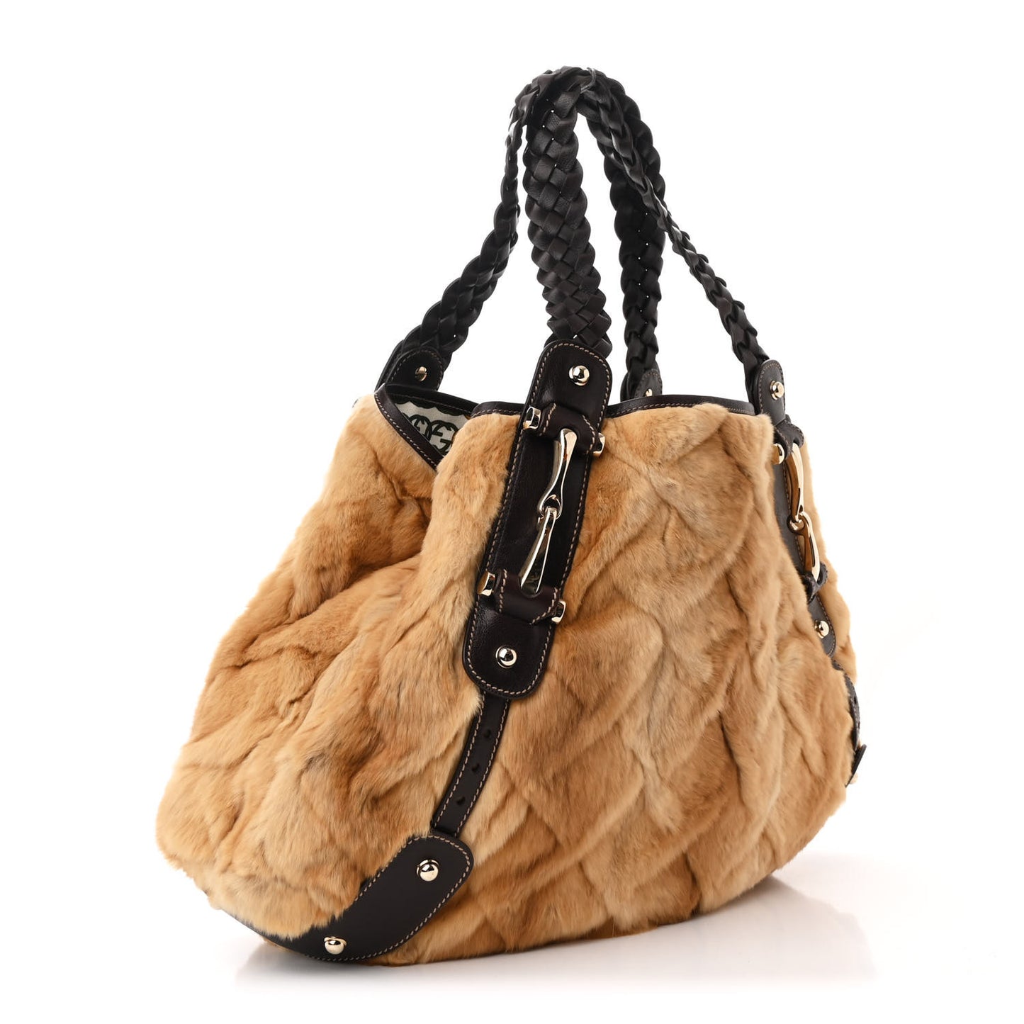 Mink Fur Medium Pelham Shoulder Bag Beige Brown
