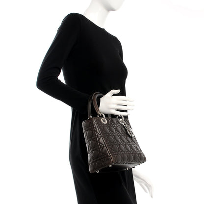 Christian Dior Lambskin Cannage Medium Lady Dior Dark Brown 2 of 9