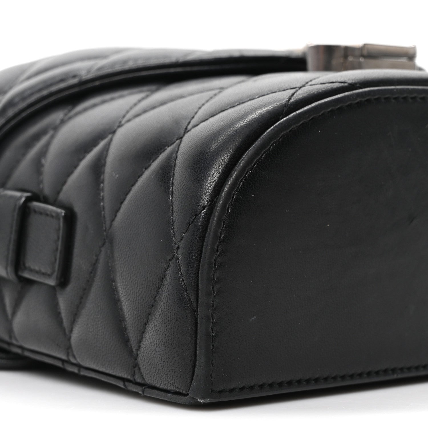 Saint Laurent Lambskin Quilted Monogram June Box Bag  Black 10 of 11