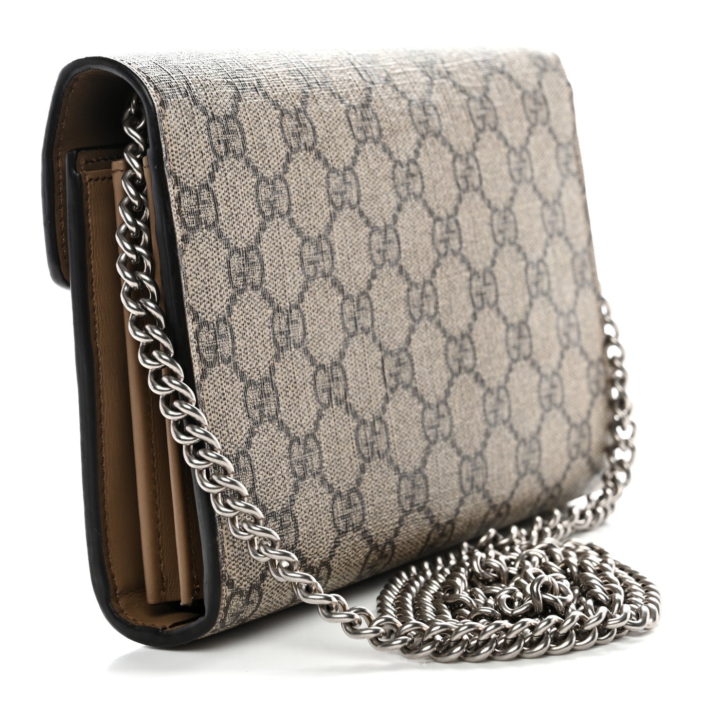 GG Supreme Monogram Mini Dionysus Chain Wallet Beige Taupe