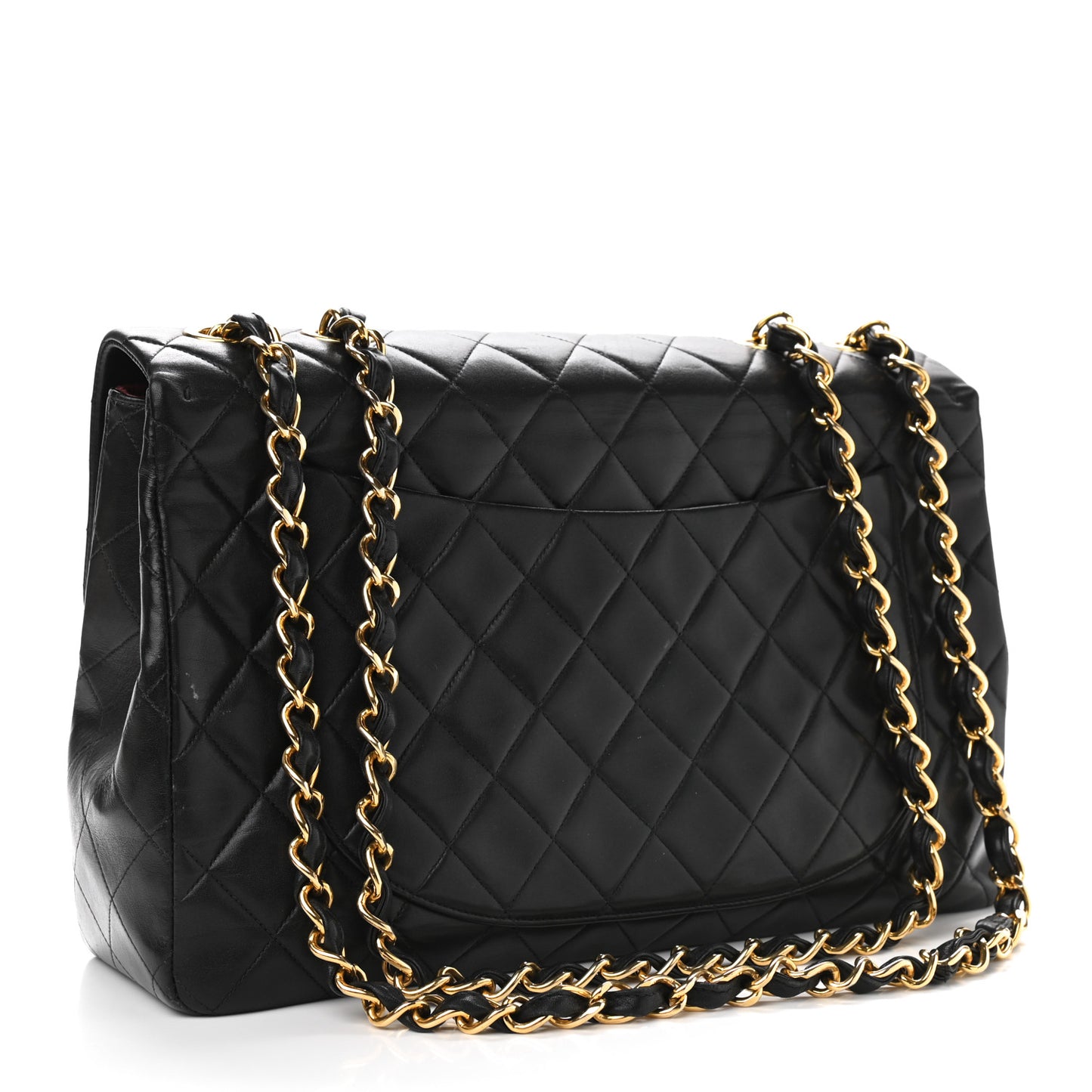 Lambskin Quilted XL Jumbo Single Flap Black