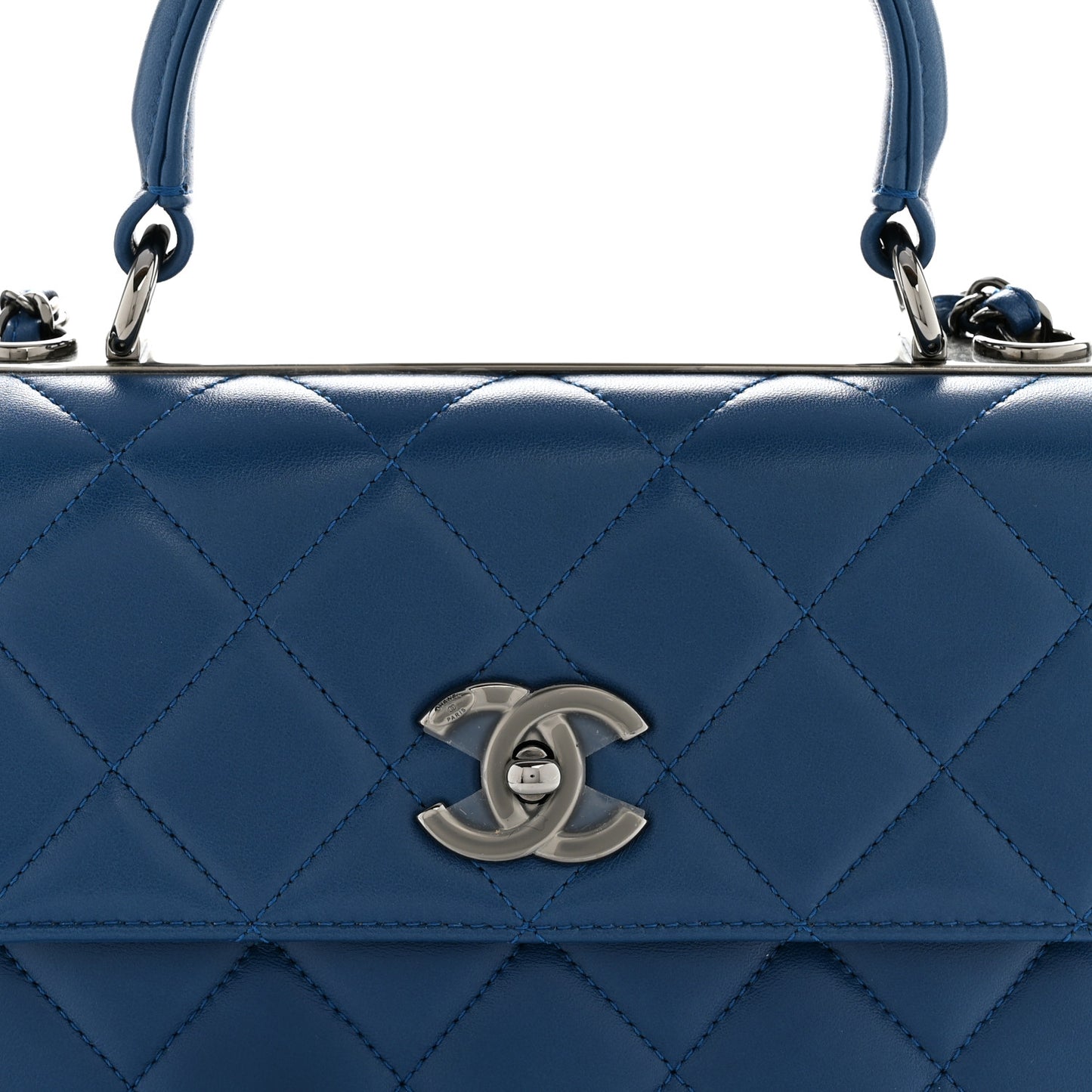 Lambskin Quilted Small Trendy CC Flap Dual Handle Bag Blue