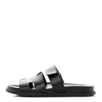 Hermes Calfskin Mens Chypre Sandals 42 Black 1 of 9