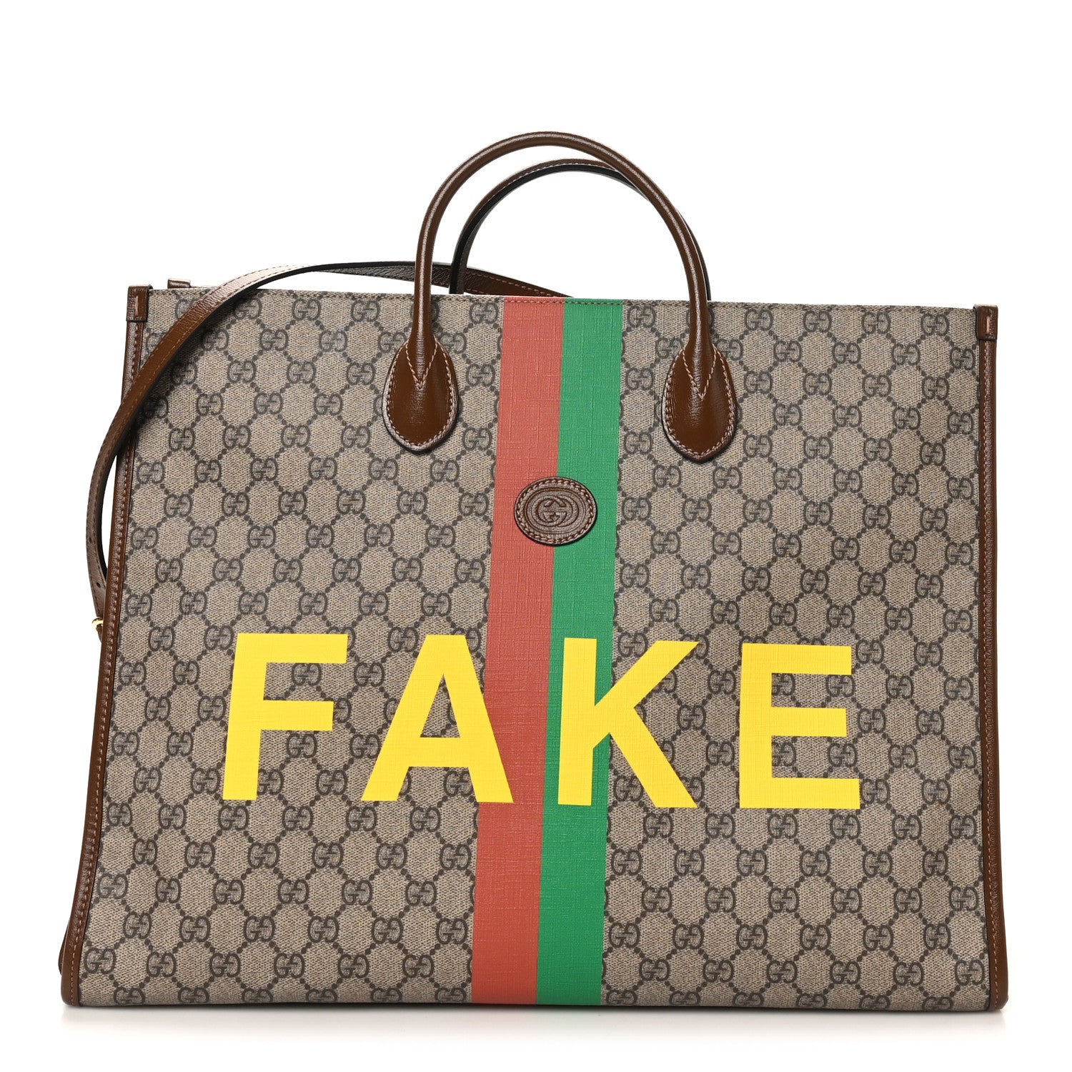 Gucci GG Supreme Monogram Fake/Not Large Retro Interlocking G Tote Bag Beige Brown Sugar 1 of 10