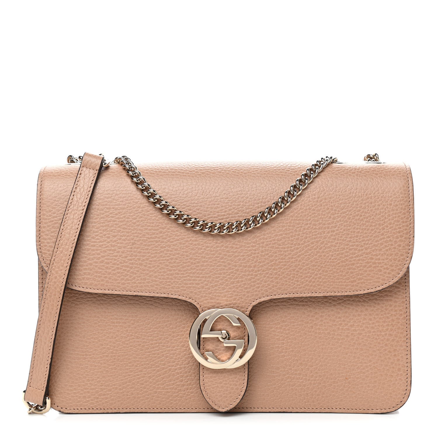 Gucci Dollar Calfskin Interlocking G Shoulder Bag Camelia 1 of 9