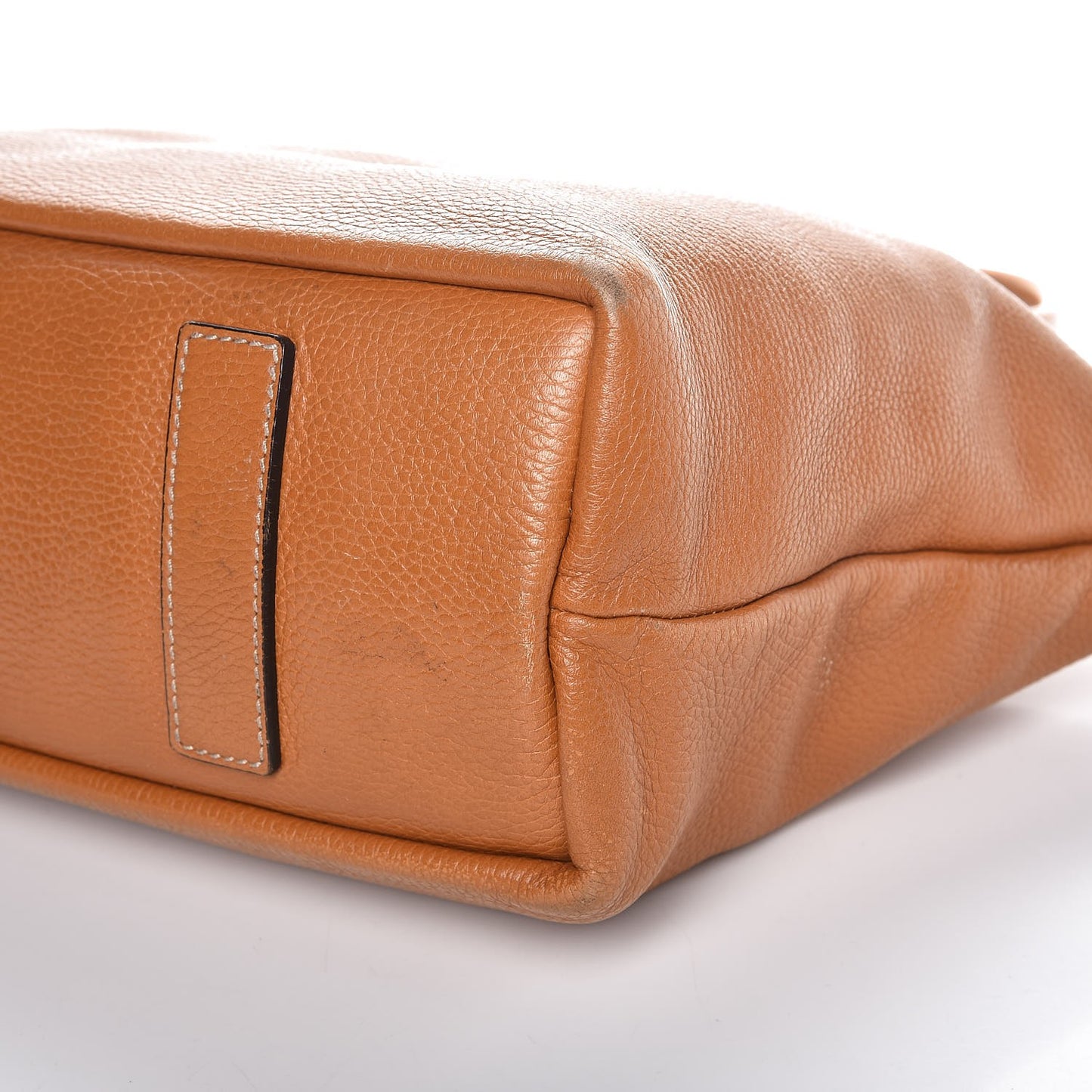 Pebbled Calfskin Skull Padlock Zip Tote Cognac