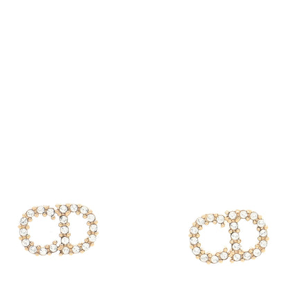 Christian Dior Strass Crystal CD Earrings Gold 1 of 3