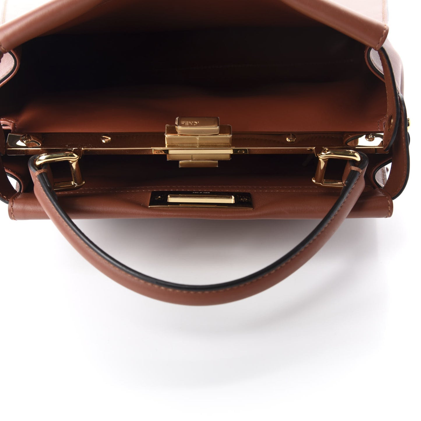 Vitello Seta Shiny Nappa Medium 3 Pocket Peekaboo Iconic Satchel Rust