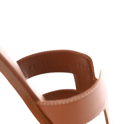 Hermes Box Calfskin Oran Sandals 37.5 Gold 8 of 13