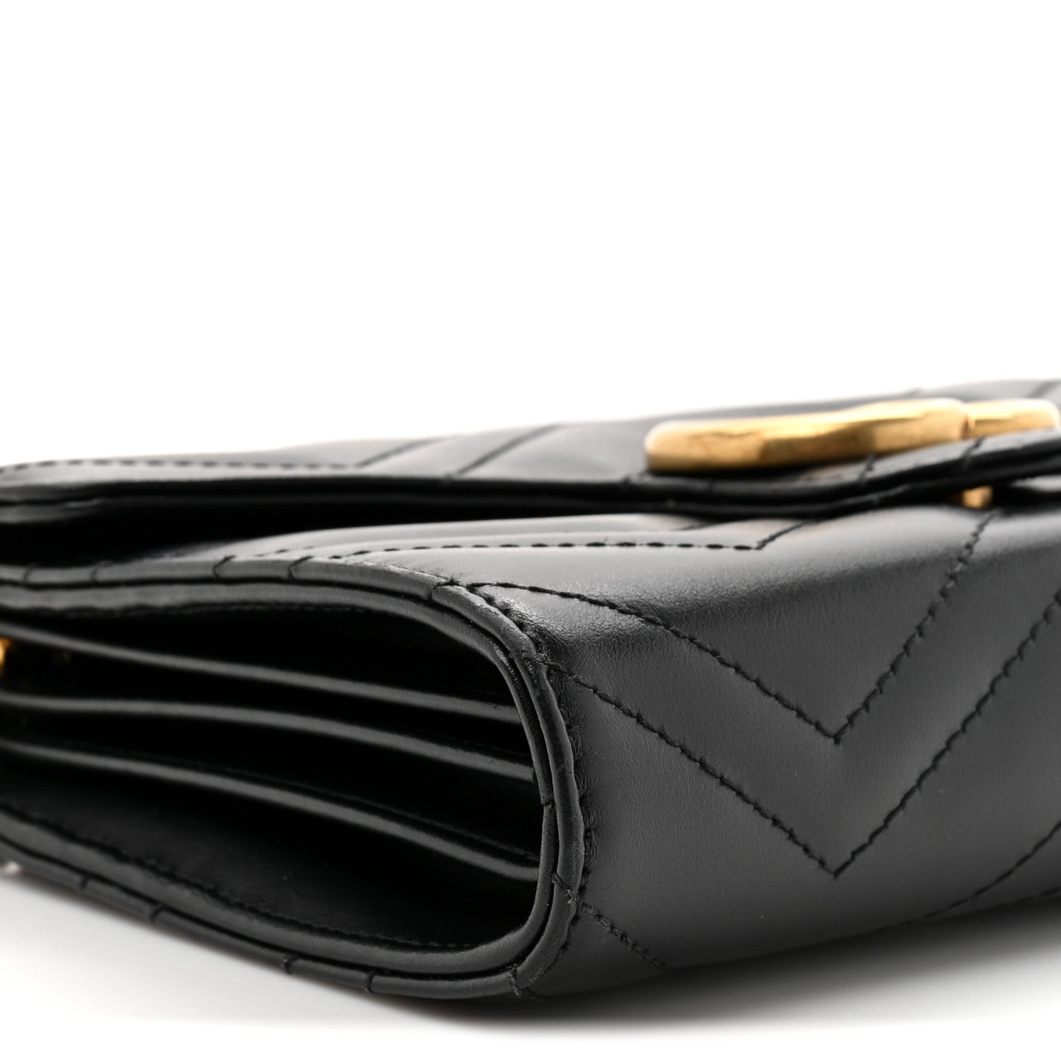 Gucci Calfskin Matelasse GG Marmont Chain Wallet Black 12 of 20