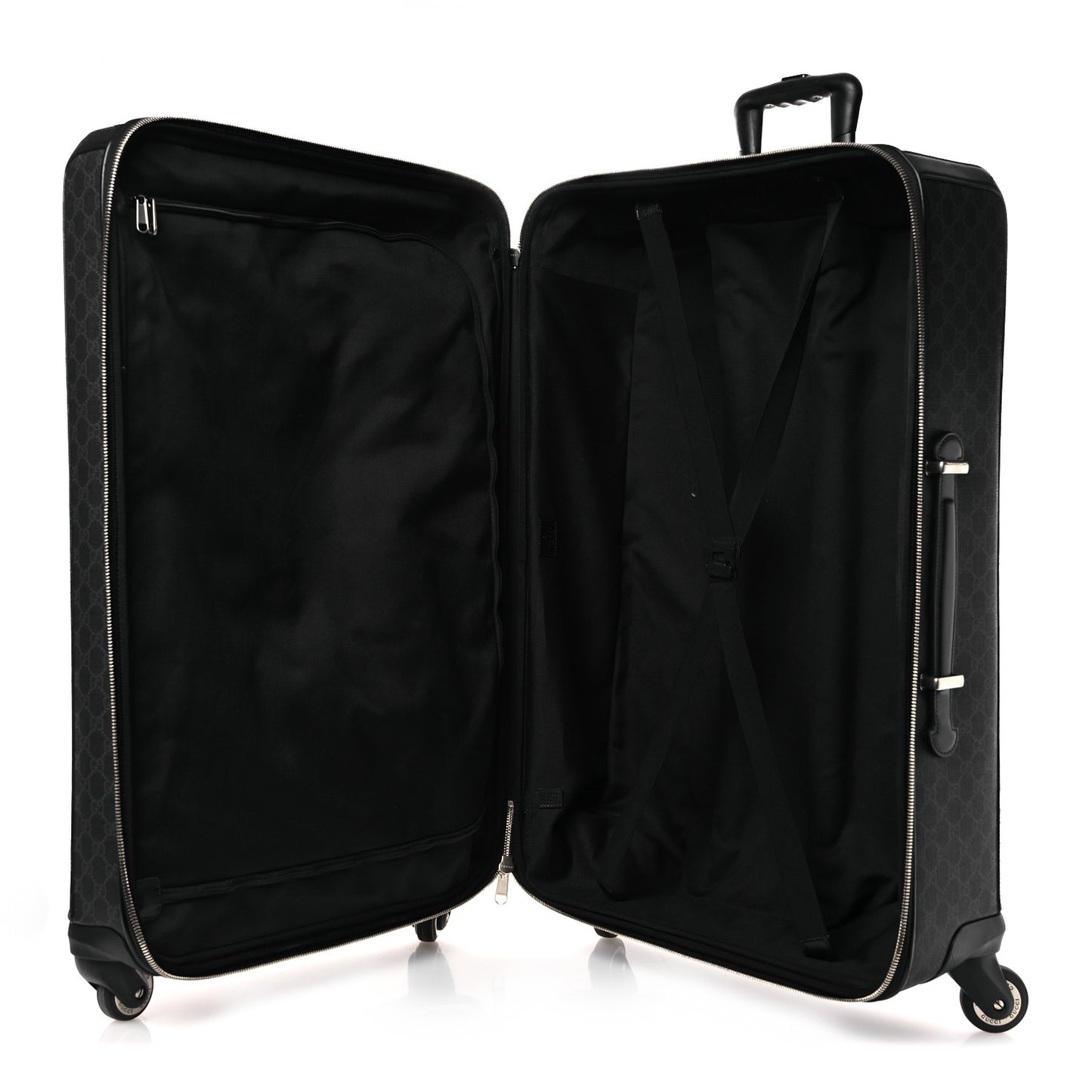 GG Supreme Monogram Large Four Wheel Suitcase Black Grey