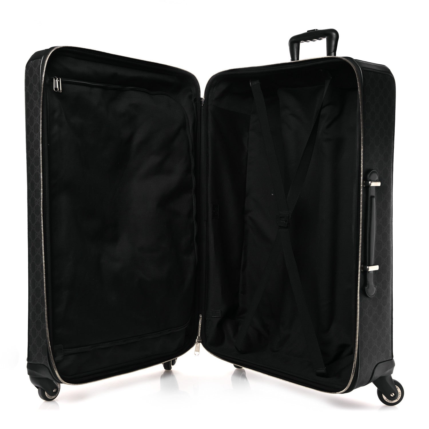 Gucci GG Supreme Monogram Large Four Wheel Suitcase Black Grey 4 of 10