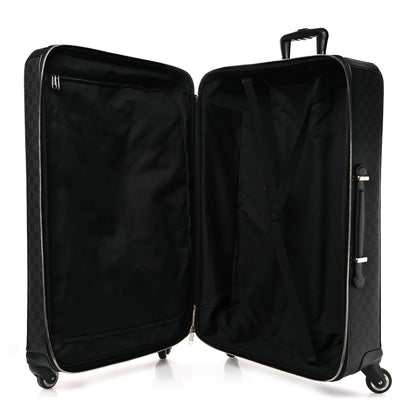 Gucci GG Supreme Monogram Large Four Wheel Suitcase Black Grey 4 of 10