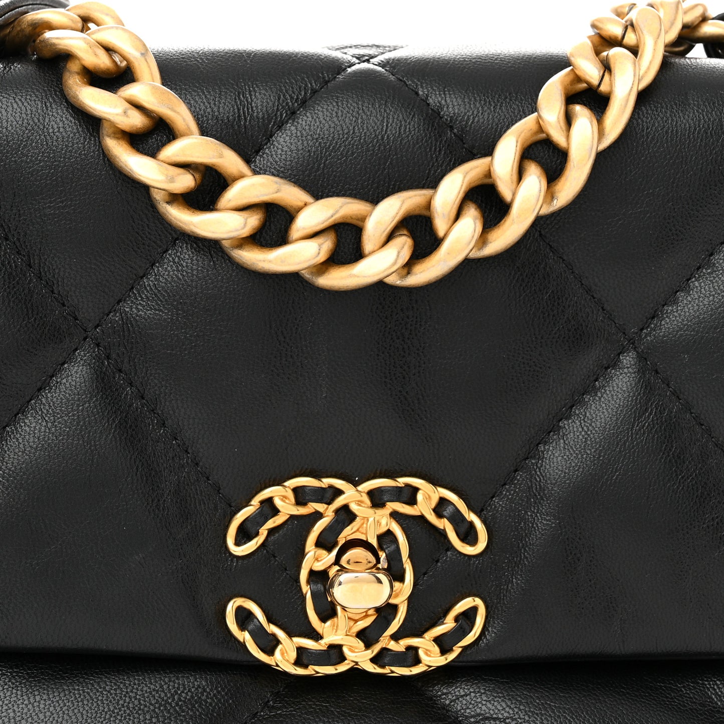 Goatskin Quilted Medium Chanel 19 Flap Black