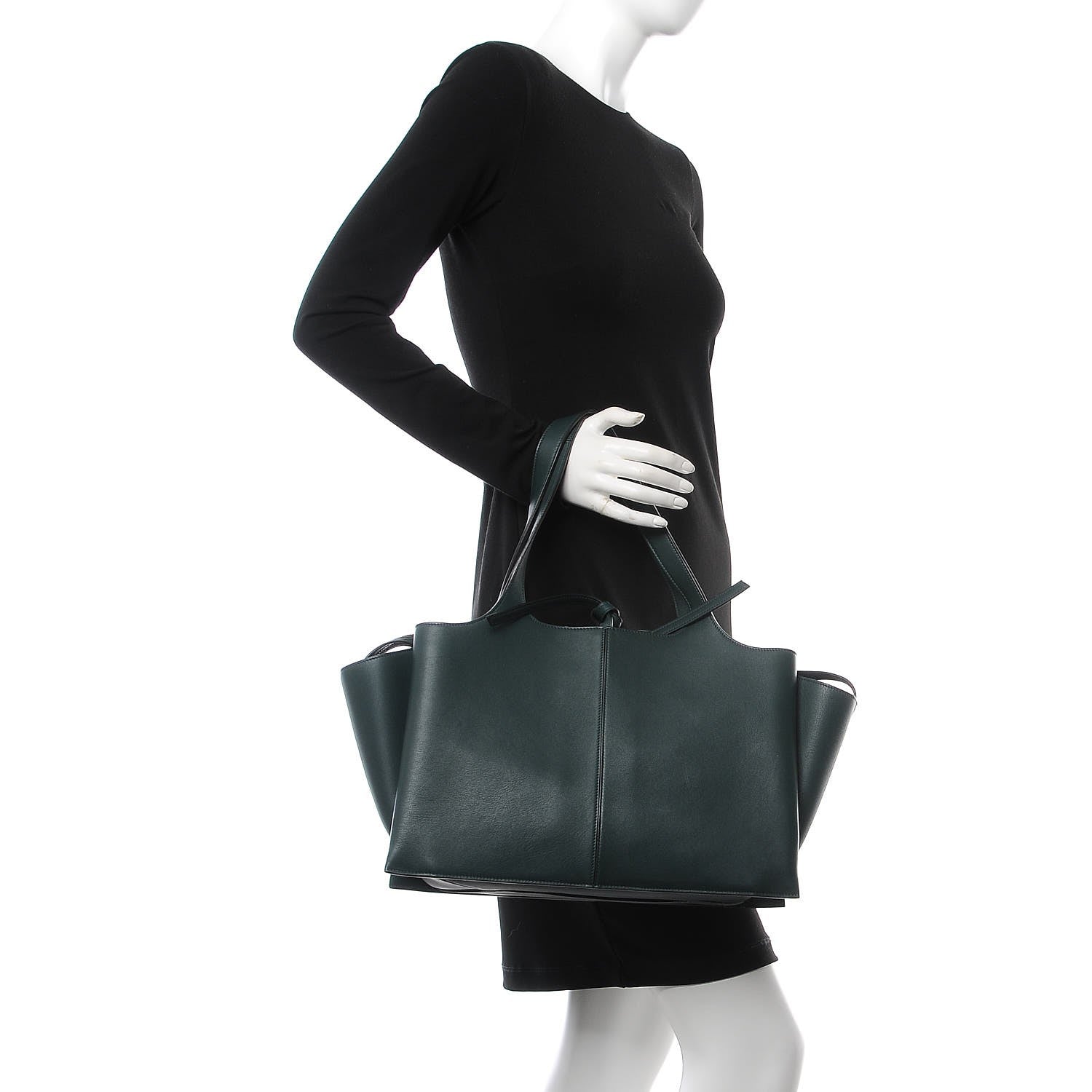 Celine Baby Grained Calfskin Medium Tri-Fold Bag Bottle Green 3 of 8