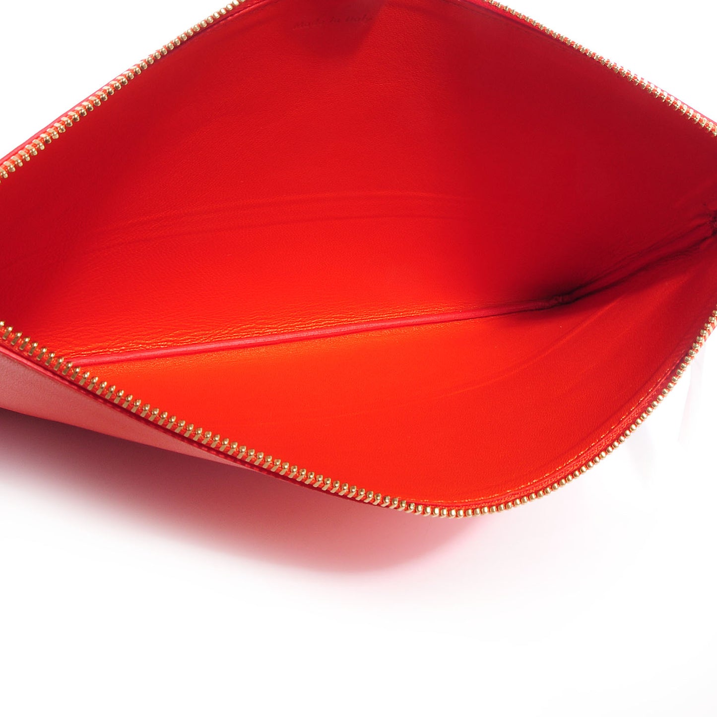 Leather Bi-Color Pouch Clutch Orange/Raspberry