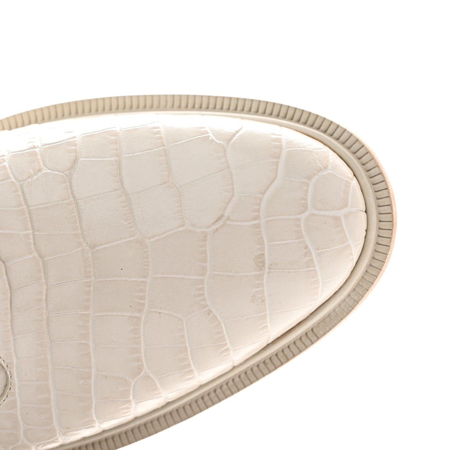 Calfskin Crocodile Embossed Karligraphy Logo Riding Boots 40.5 White