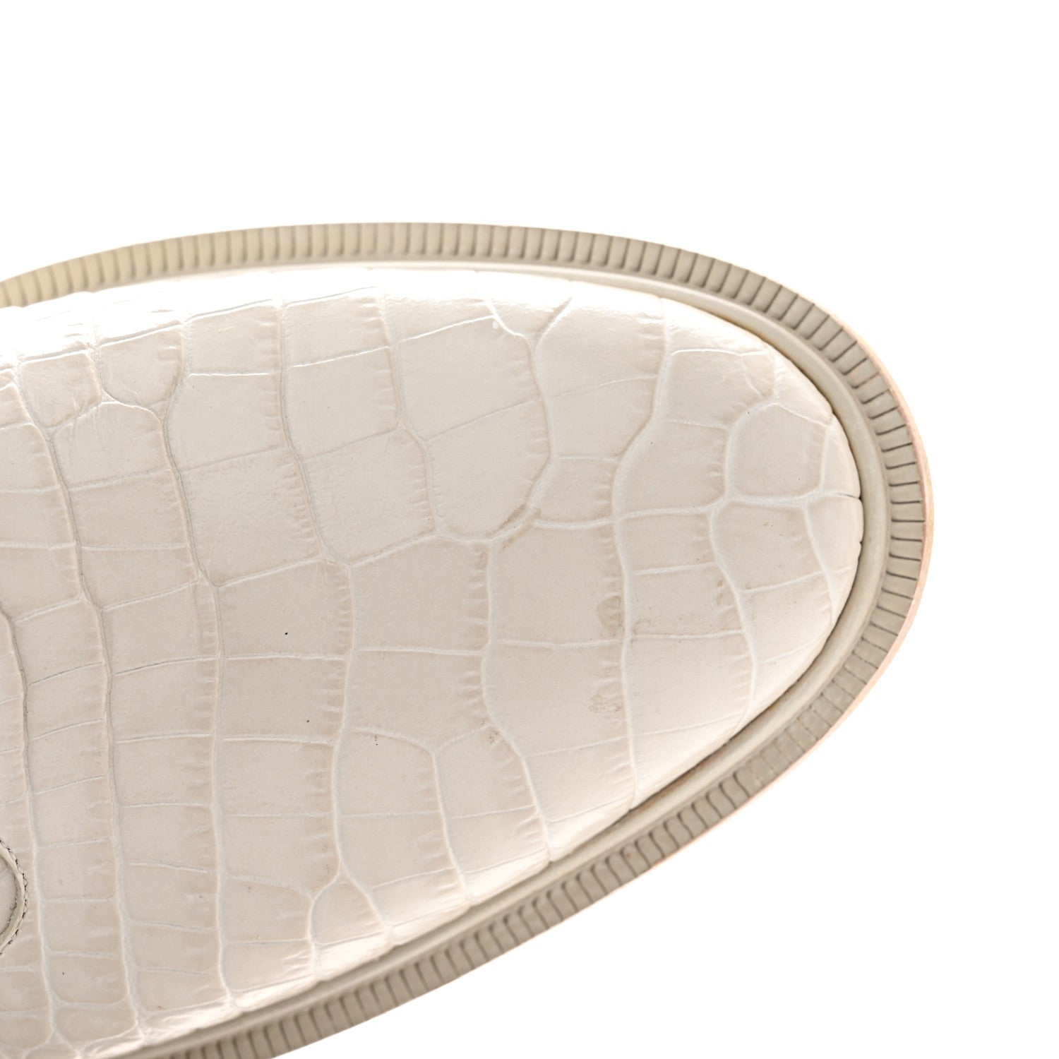 Fendi Calfskin Crocodile Embossed Karligraphy Logo Riding Boots 40.5 White 15 of 16