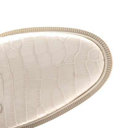 Fendi Calfskin Crocodile Embossed Karligraphy Logo Riding Boots 40.5 White 15 of 16
