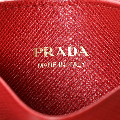 Prada Saffiano Triangle Card Holder Fuoco 6 of 7