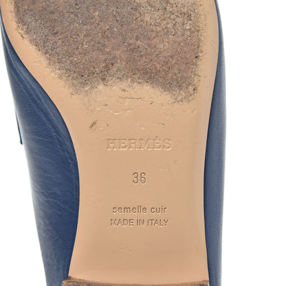 Hermes Goatskin Rivoli Mules 36 Bleu Maritime 7 of 11