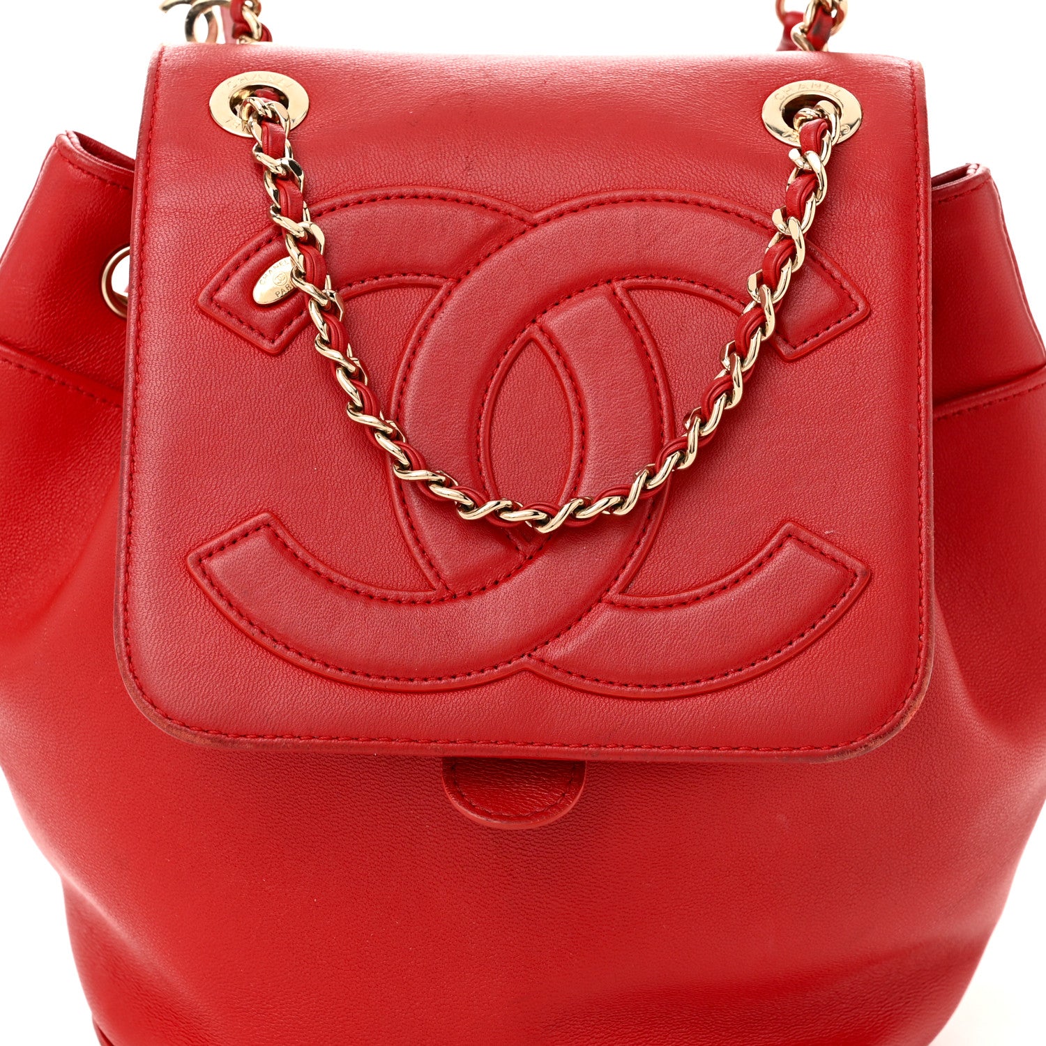 Chanel Lambskin CC Mania Backpack Red 8 of 12