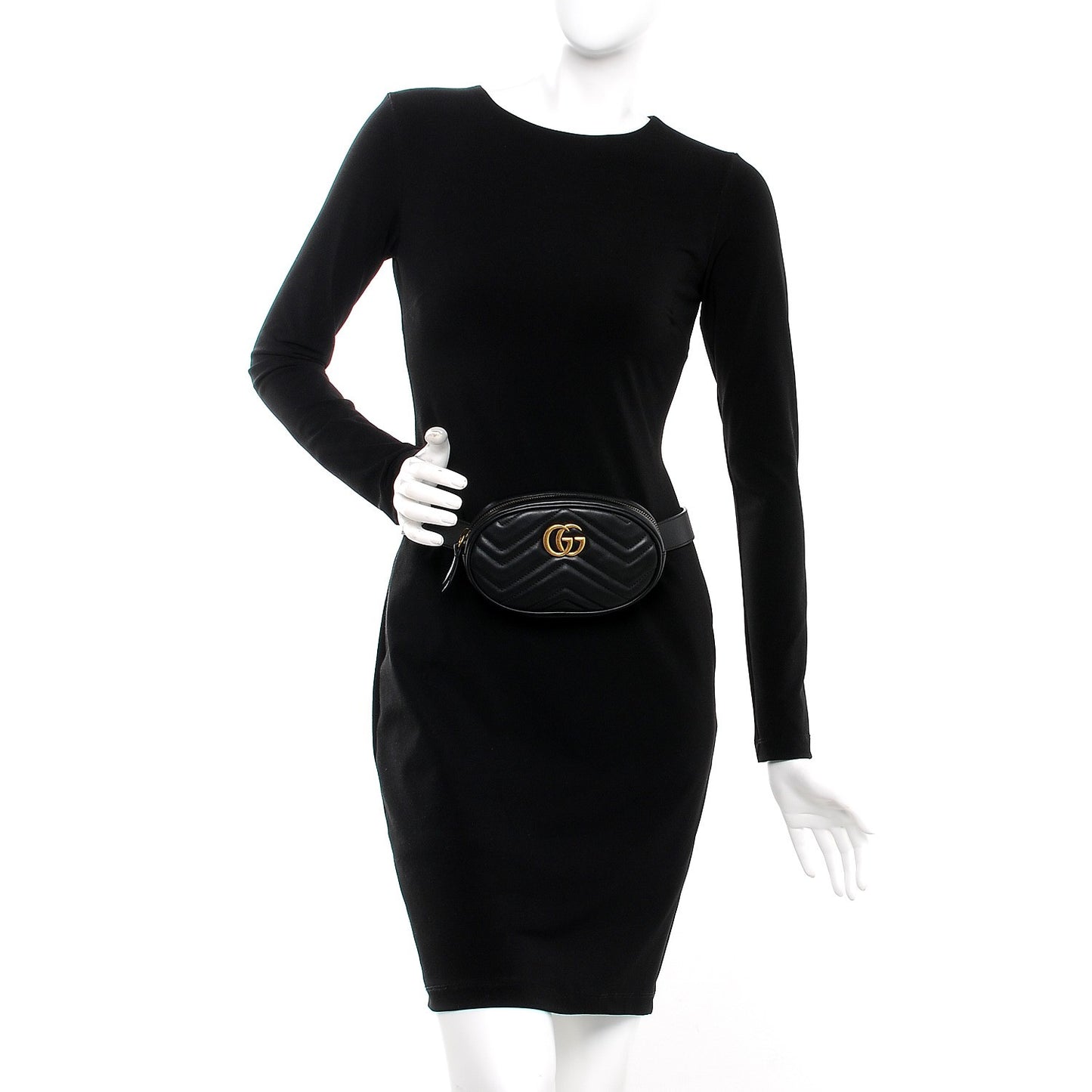 Calfskin Matelasse GG Marmont Belt Bag 75 30 Black