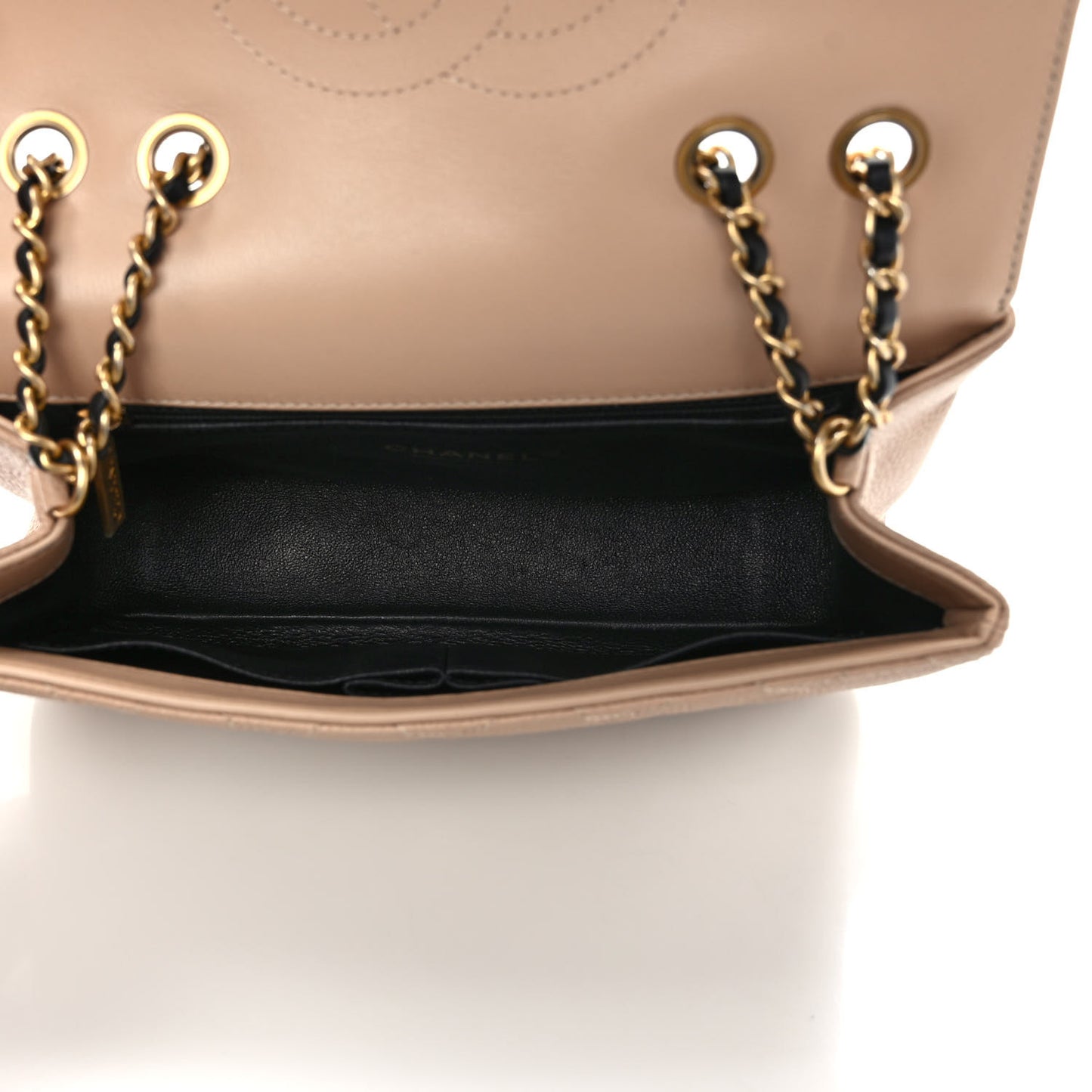 Caviar Quilted Small CC Filigree Flap Beige Black