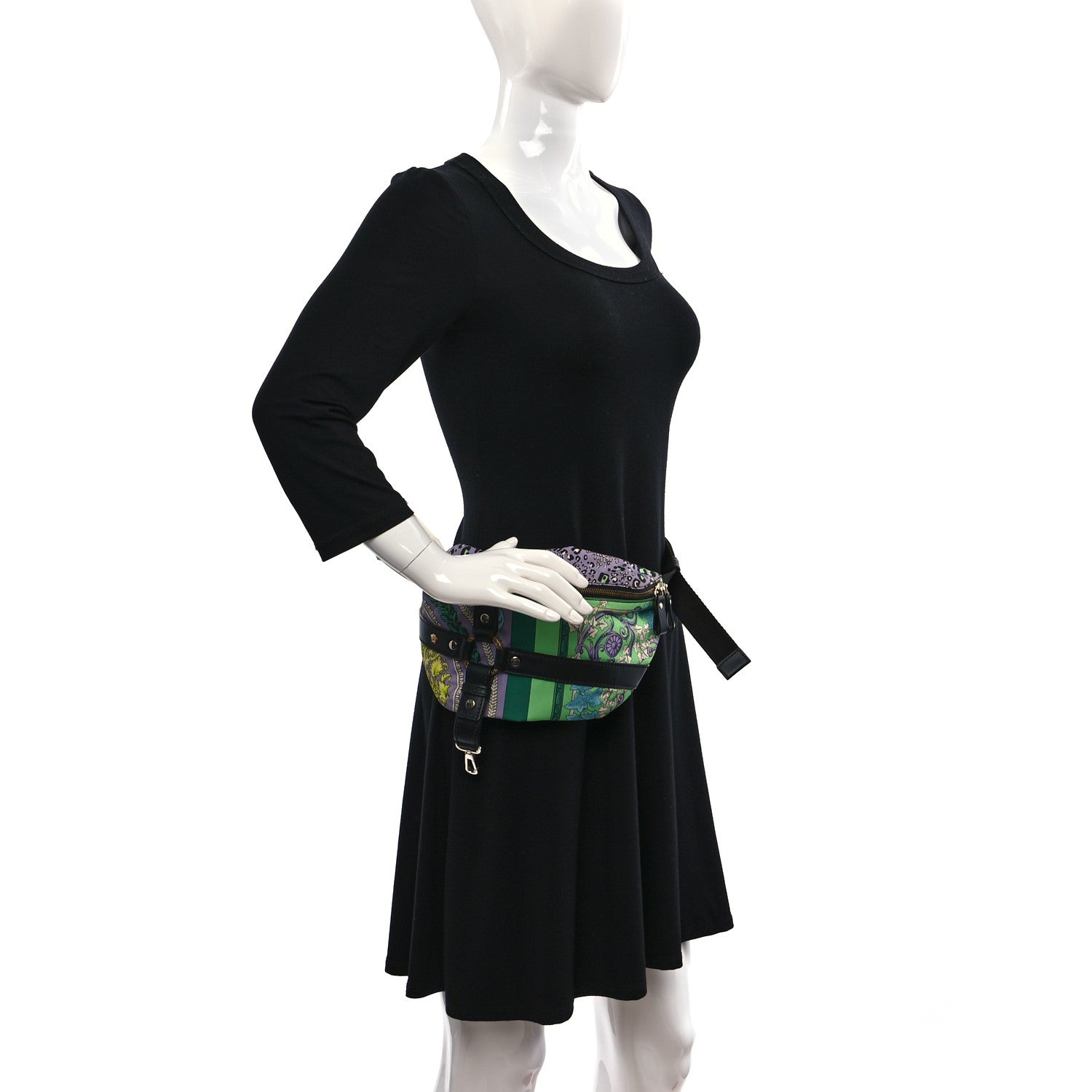 Versace Nylon Calfskin Barocco Mosaic Print Bondage Belt Bag Jacaranda Multicolor 1 of 8