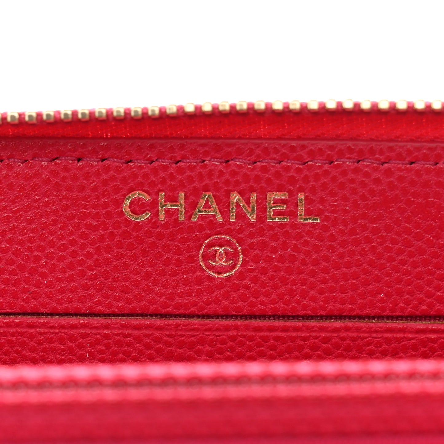 Caviar Camellia Embossed Large Zip Around Gusset Wallet Pink