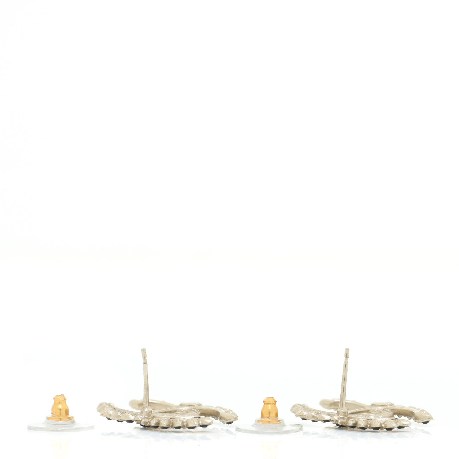 Chanel Strass Crystal Dazzling Wheat CC Earrings Black Gold 3 of 6