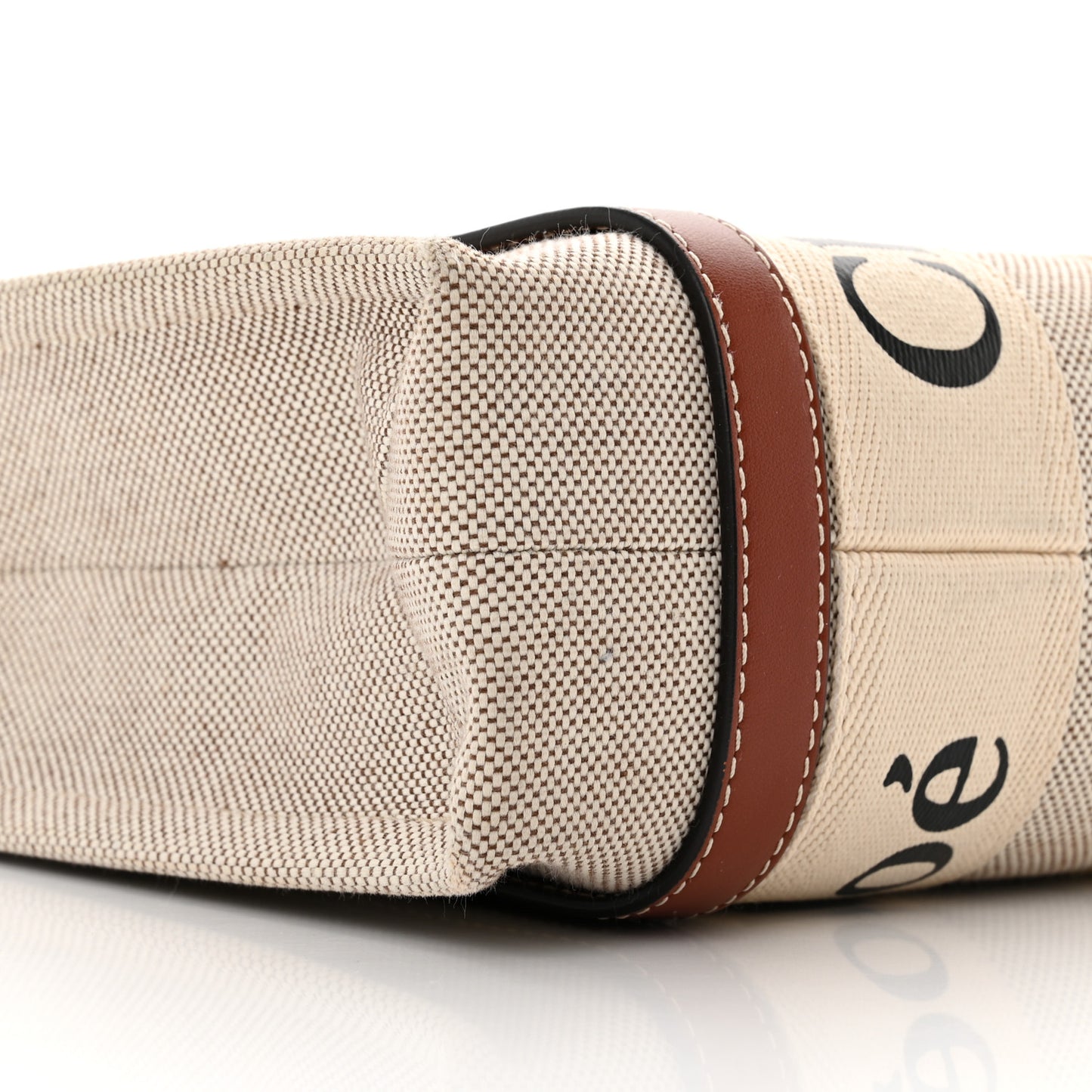 Cotton Calfskin Small Woody Ribbon Tote With Strap White Brown