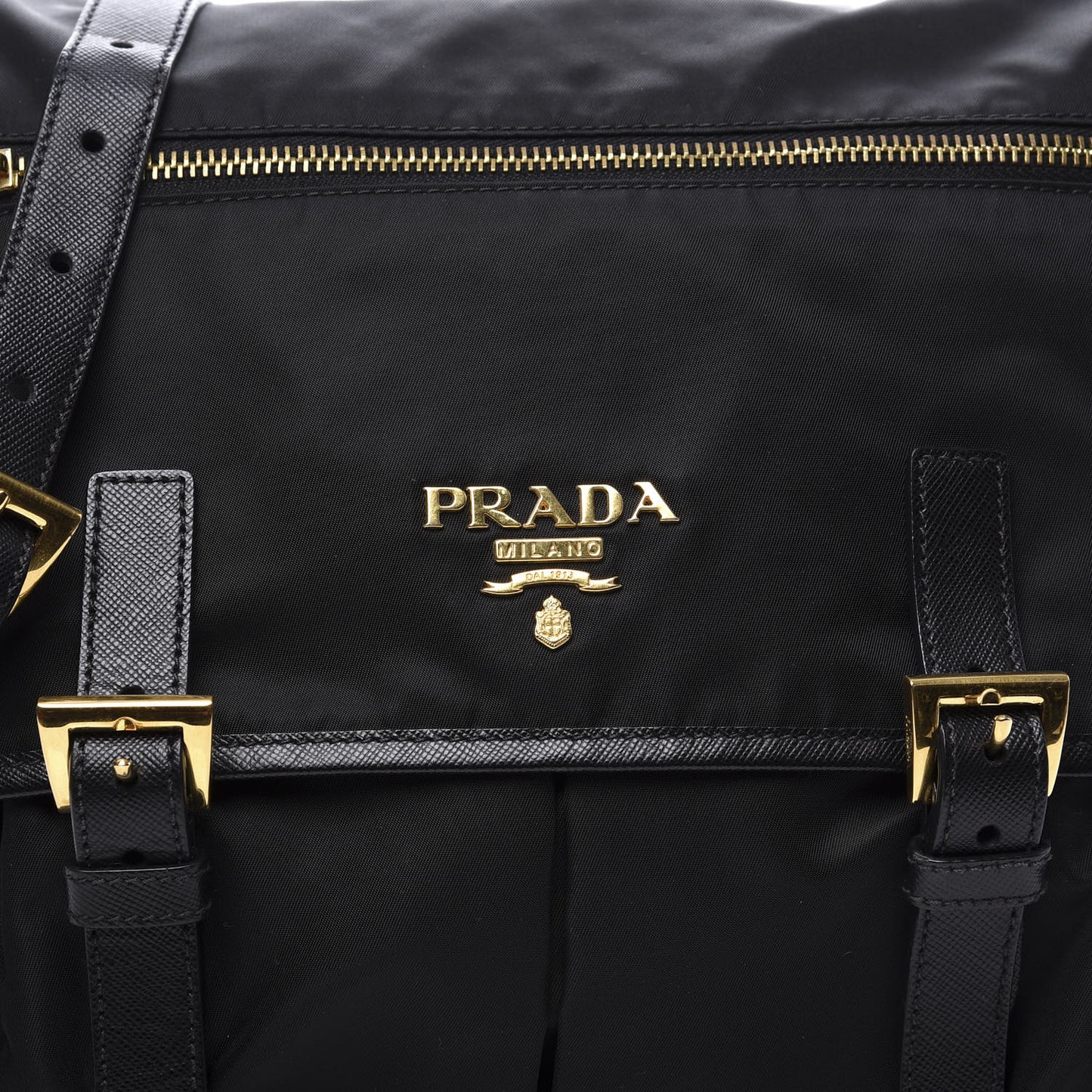 Tessuto Nylon Saffiano Logo Messenger Bag Black