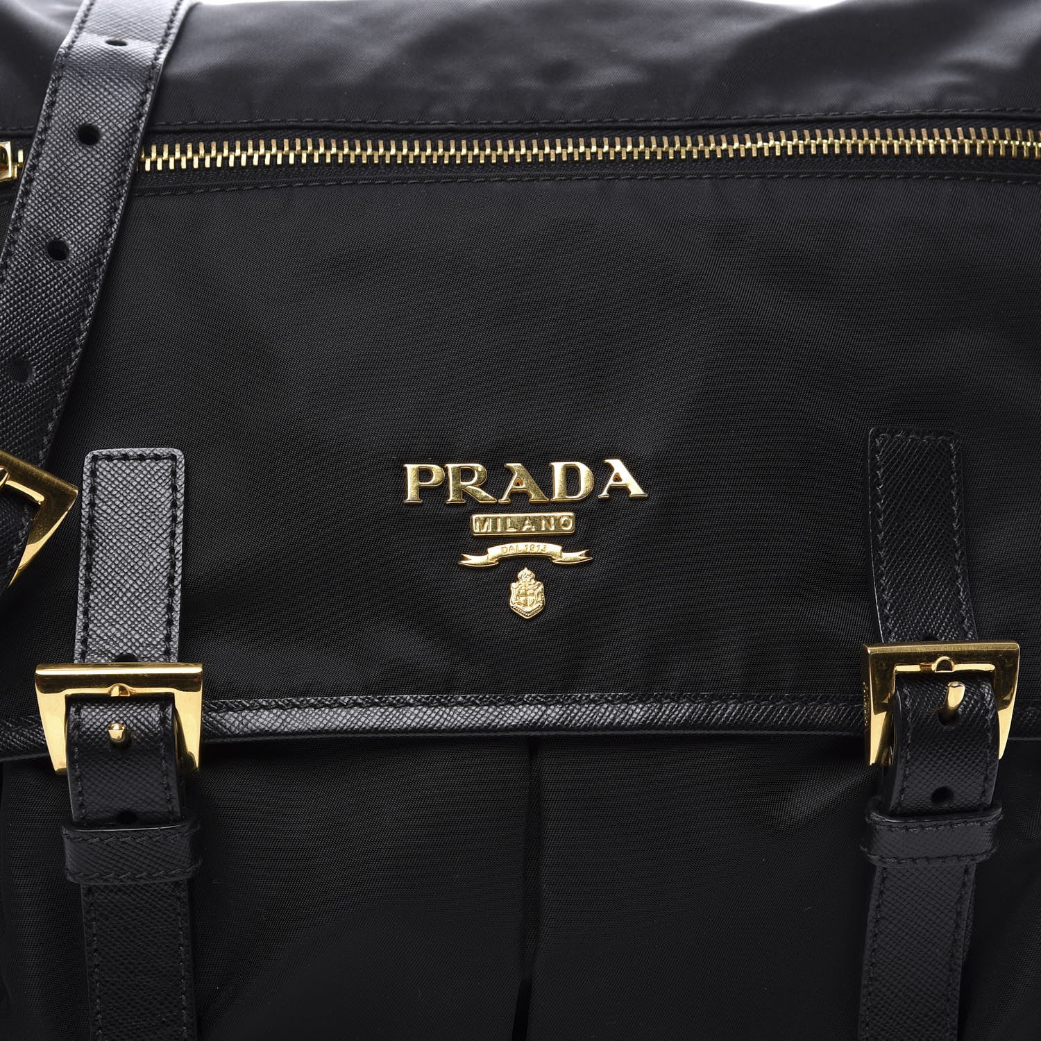 Prada Tessuto Nylon Saffiano Logo Messenger Bag Black 9 of 9