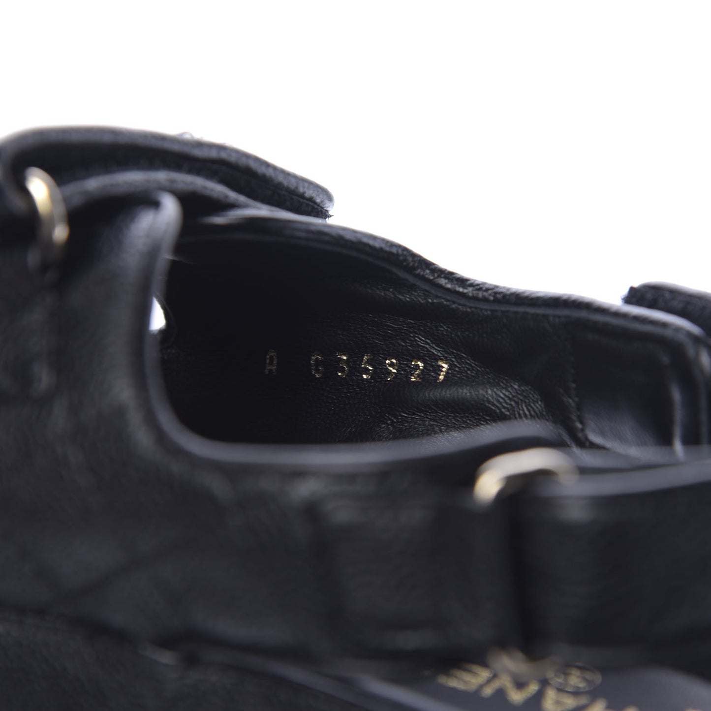 Grained Calfskin Velcro Dad Sandals 39 Black