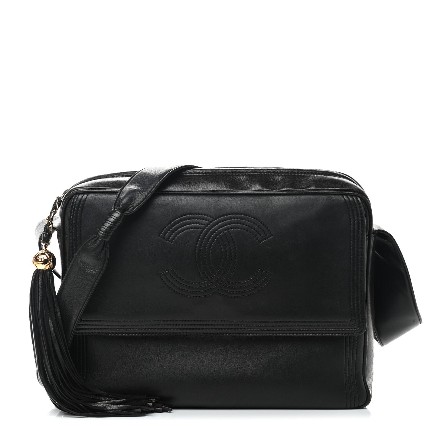 Lambskin Tassel Camera Case Black