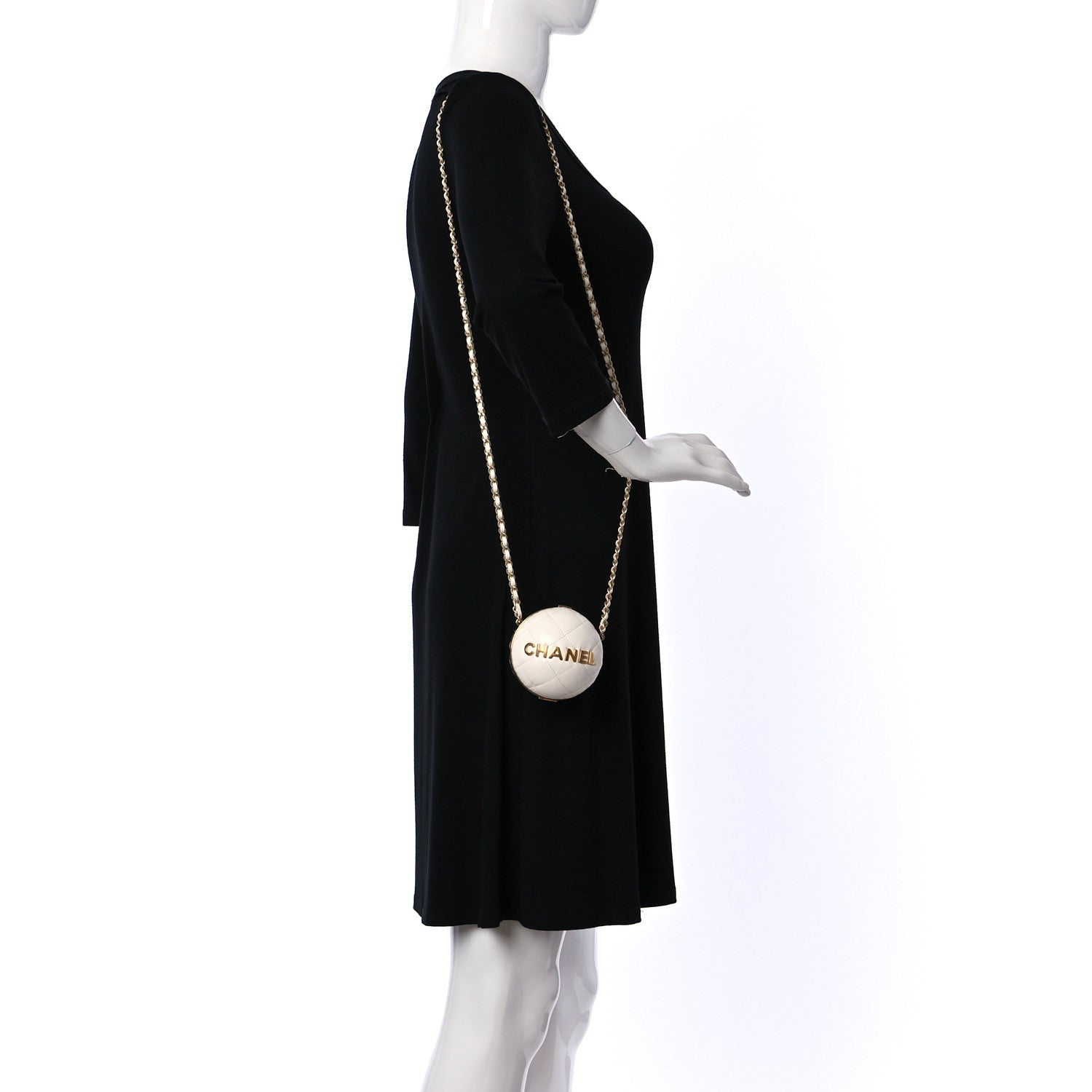Chanel Lambskin Quilted Sphere Minaudiere Chain Clutch White 3 of 8