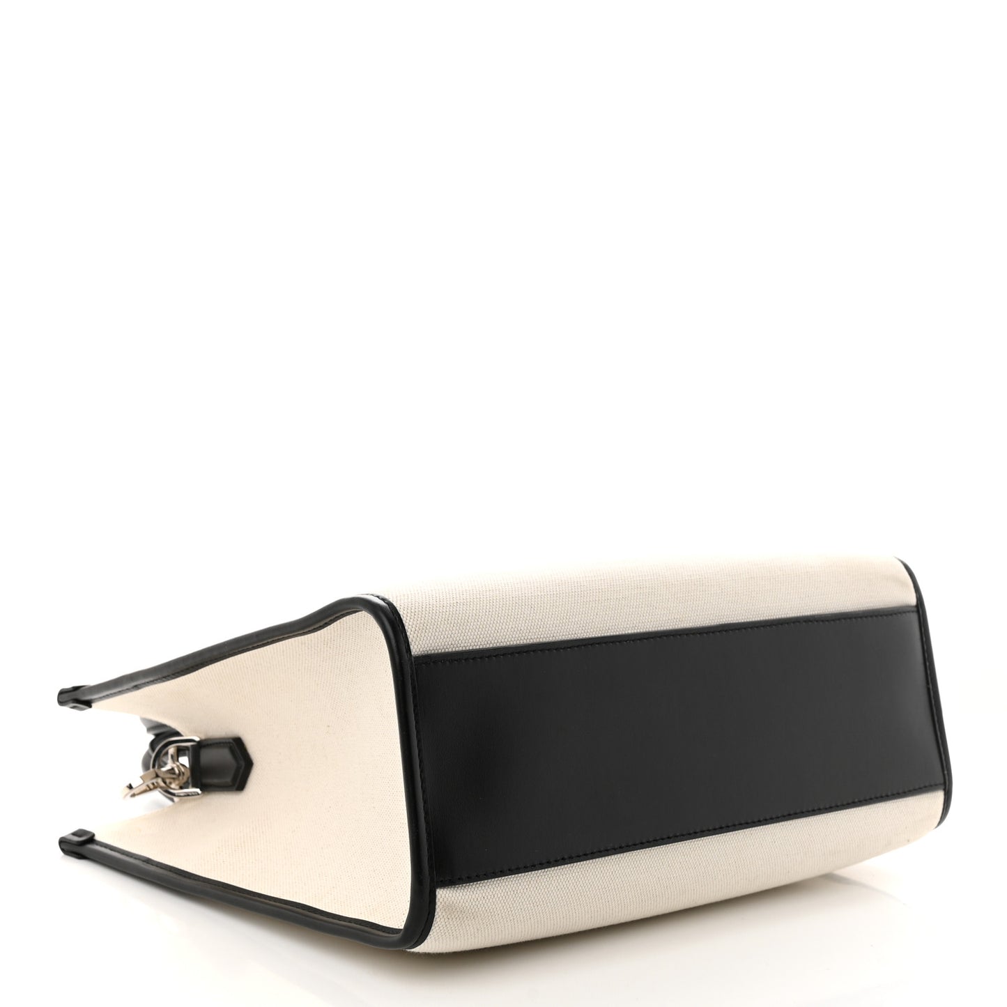 Canvas Calfskin Small DG Logo Shopper Natural Black