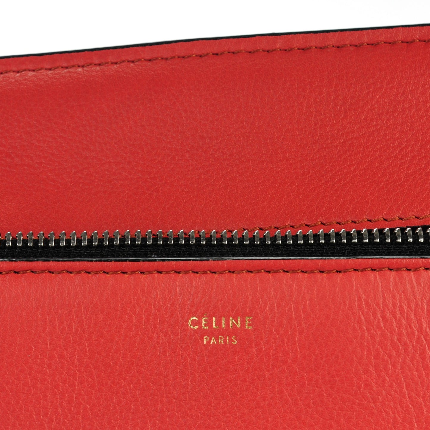 Drummed Calfskin Medium Edge Shoulder Bag Vermillion