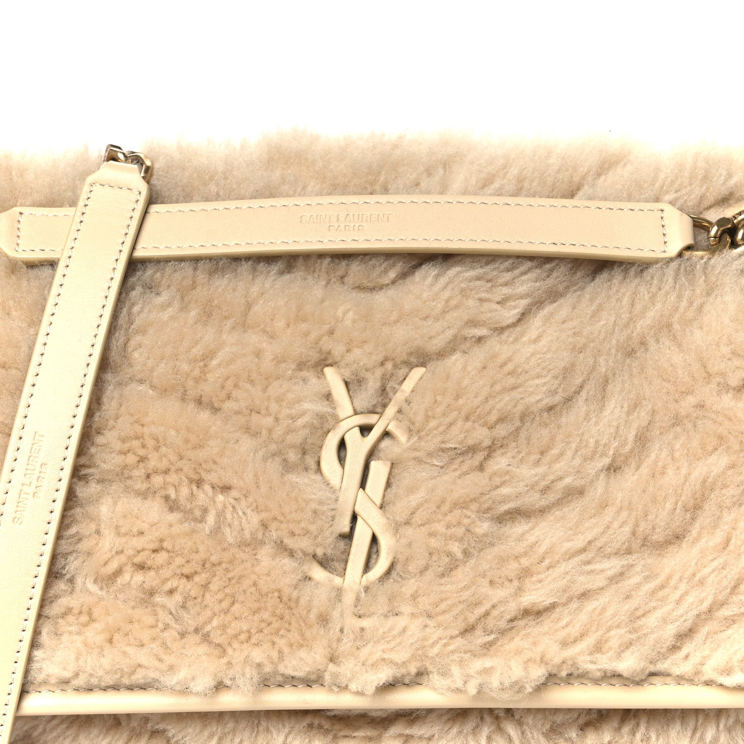 Saint Laurent Lambskin Shearling Monogram Medium Niki Chain Satchel Natural Beige 10 of 12