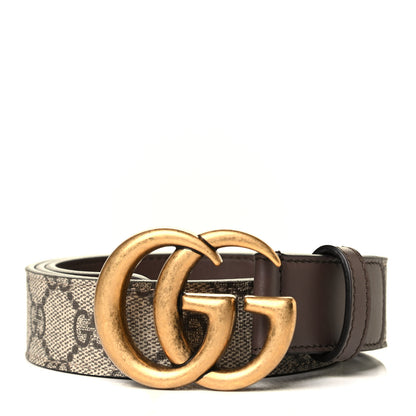 Gucci GG Supreme Monogram Matte Plutone Calfskin Double G 30mm Belt 90 36 Beige Ebony New Acero 1 of 4