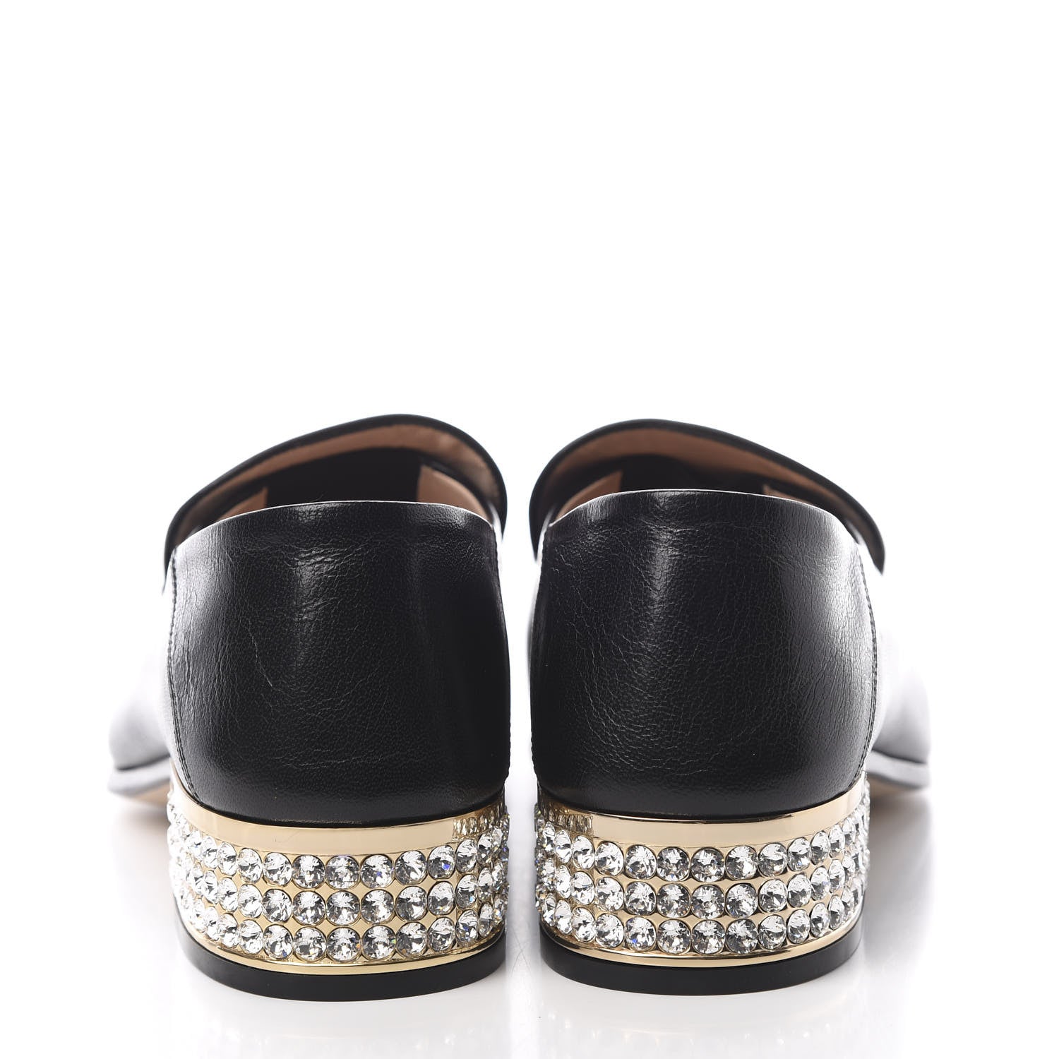 Gucci Goatskin Crystal Womens Horsebit Loafers 38.5 Black 5 of 10