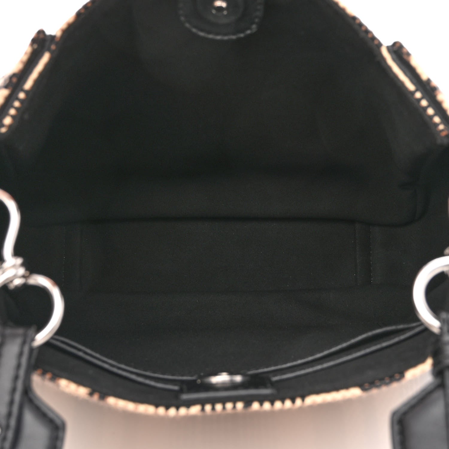 Stella McCartney Raffia Striped Perforated Logo Mini Crossbody Black 5 of 9