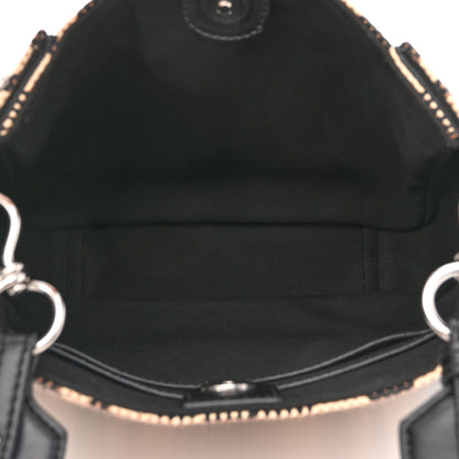 Stella McCartney Raffia Striped Perforated Logo Mini Crossbody Black 5 of 9