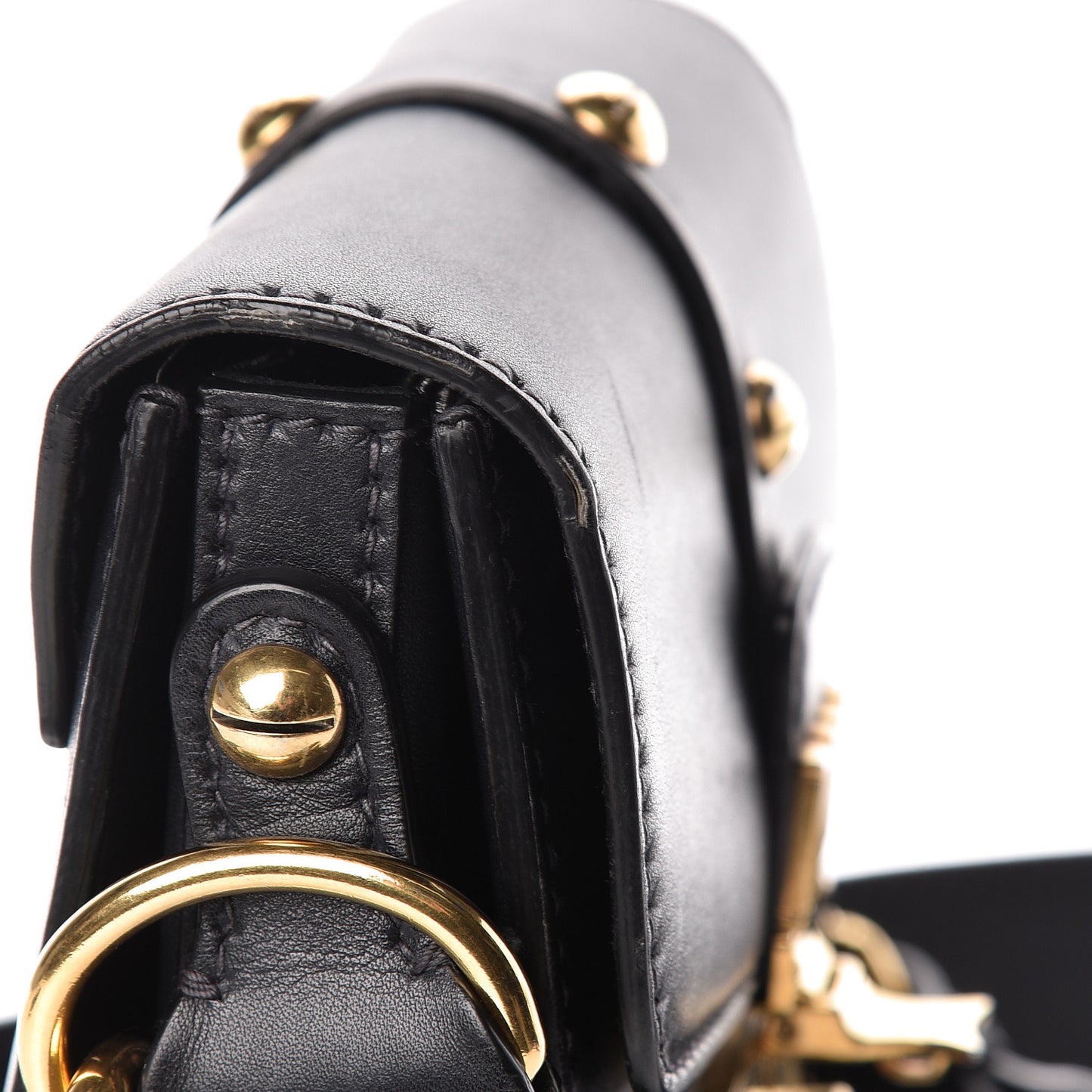 Calfskin Studded Square Dioraddict Flap Black