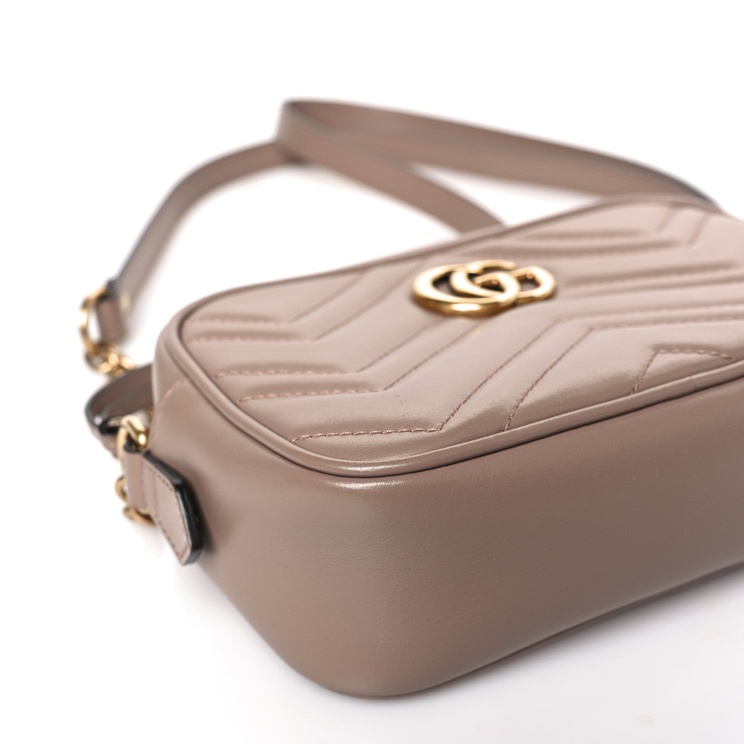 Gucci Calfskin Matelasse Mini GG Marmont Chain Shoulder Bag Porcelain Rose 8 of 10