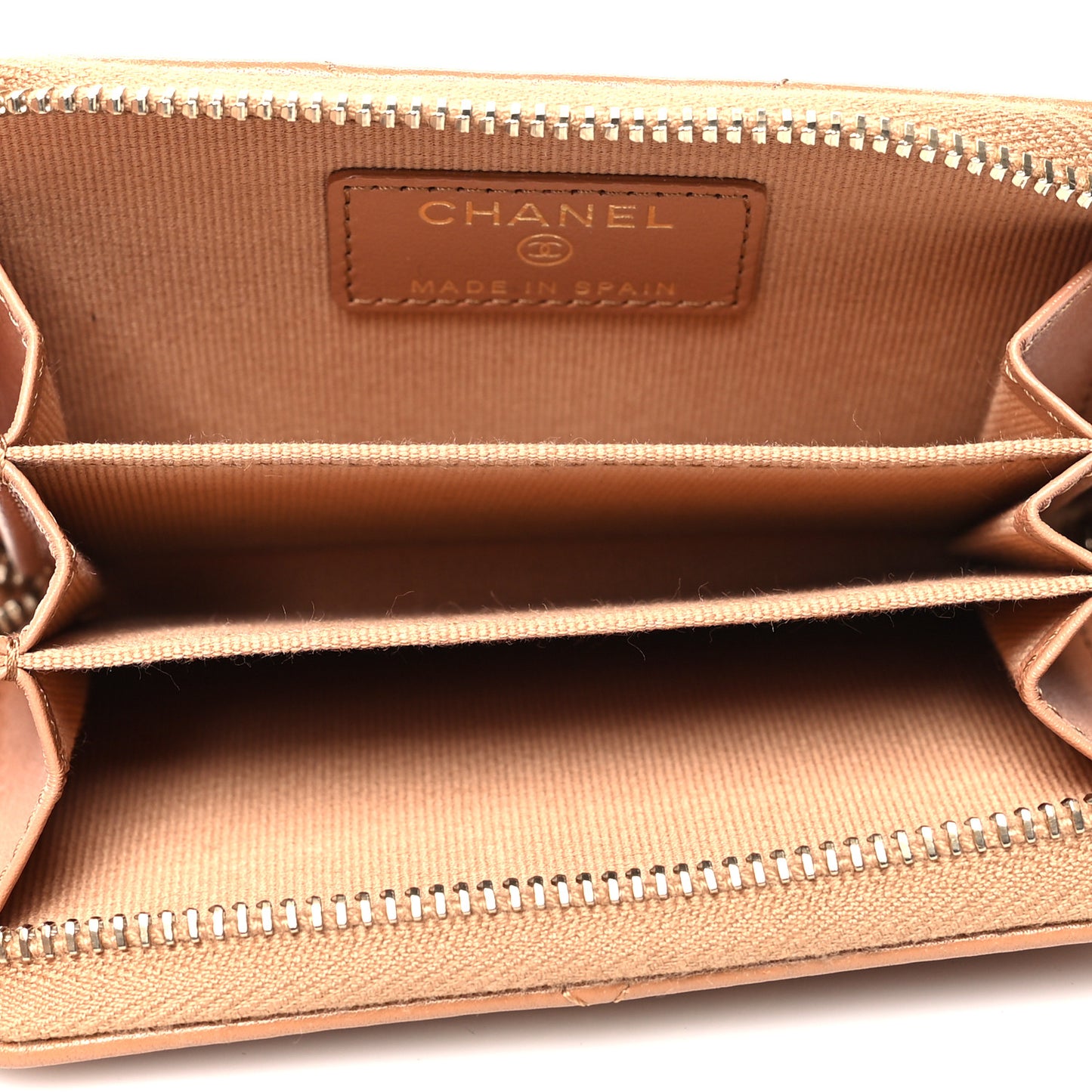 Lambskin Quilted Chanel 19 Zip Around Coin Purse Wallet Brown